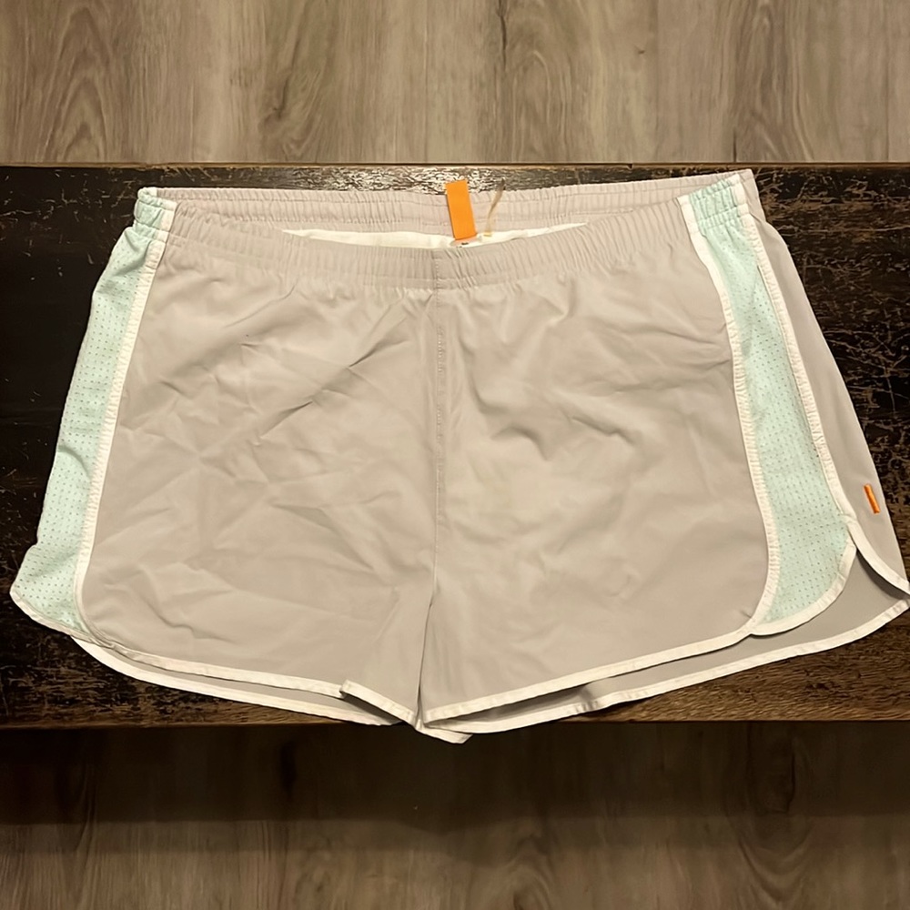 Lightly worn Lucy gray w/ blue lined running shorts size medium